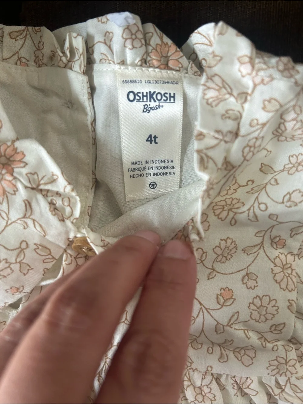OshKosh B'gosh Cream Floral Short and Shirt Set with Blush Flower Print